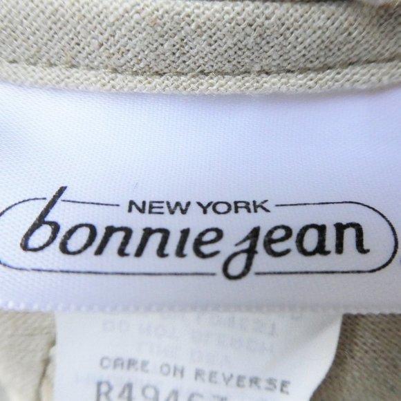 Vintage Peasant Midi Dress Fit Flare Empire Linen Blend Empire Twist Back Tie 14 - Picture 9 of 11